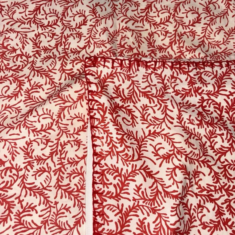 John Robshaw Pillow Shams 100% Cotton Diggi Coral Red Euro Shams Set of 2 25x25”